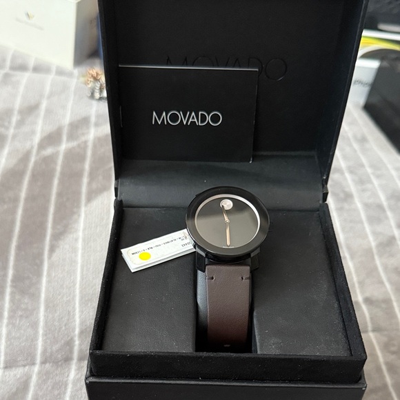 Movado Men's Watch with Black Dial and Brown Leather New Never Worn $150 FIRM